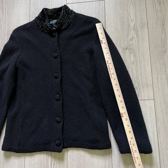 Lauren Ralph Lauren Button-Up Jacket Women's X-Large Black Long Sleeves - Picture 3 of 9